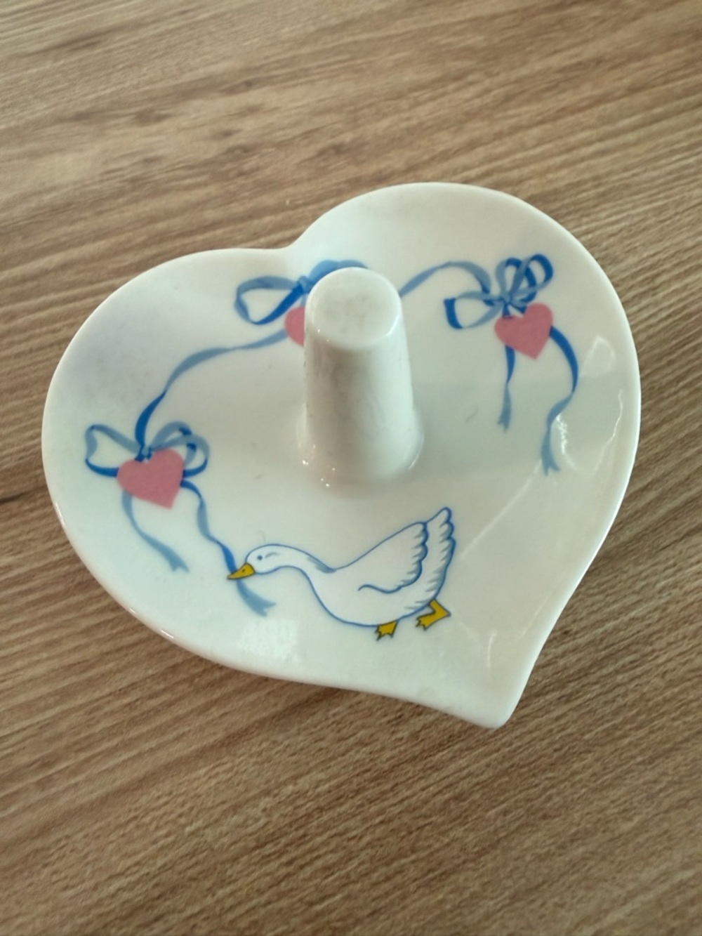 Vintage Heart Shaped Goose Ring Holder Dish